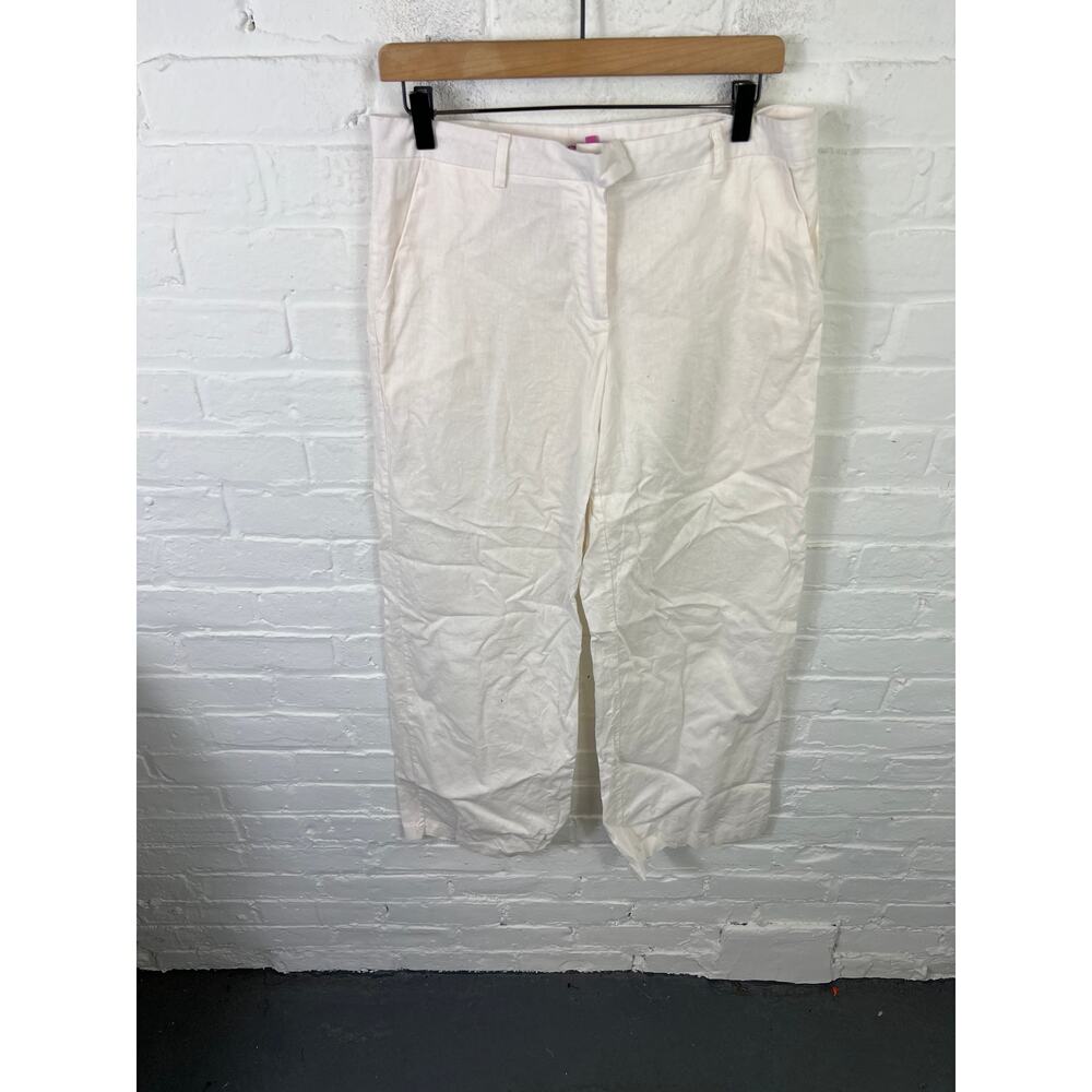 Edikted Women's Arya Linen Look Pants Wide Leg Loose Fit White Size Large